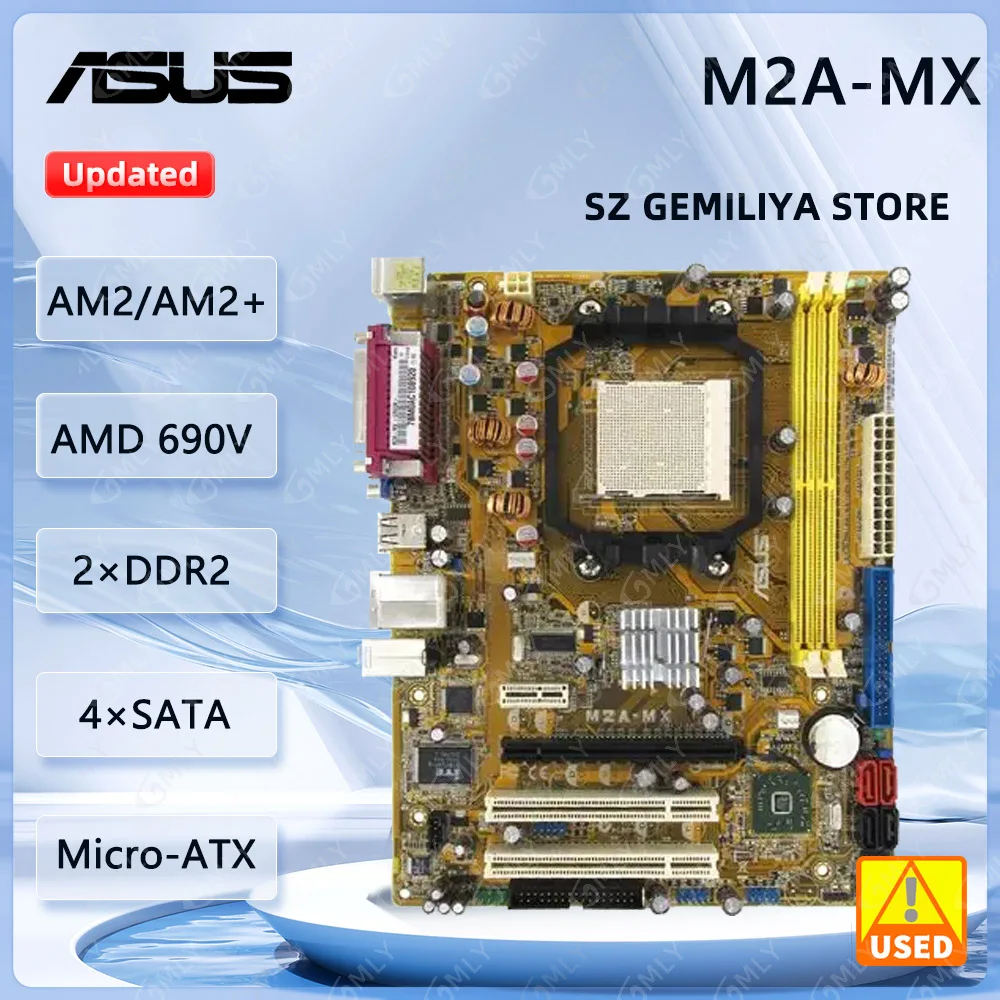 

ASUS M2A-MX Motherboard Socket AM2 NVIDIA NF6100-430 4×DDR PCI-E 16X Micro ATX support Athlon 64 3500 3800 4000 X2 BE-2300