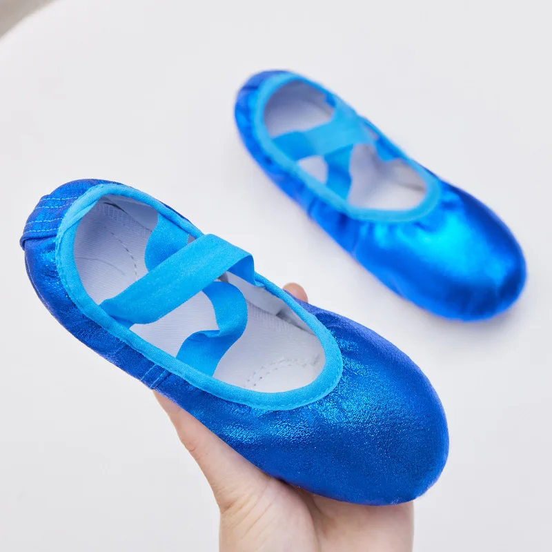 Upgraded High Quality Kids Girls Women Men Boys Bright Color PU Shining Lace-up Free Dance Shoes Ballet Flats