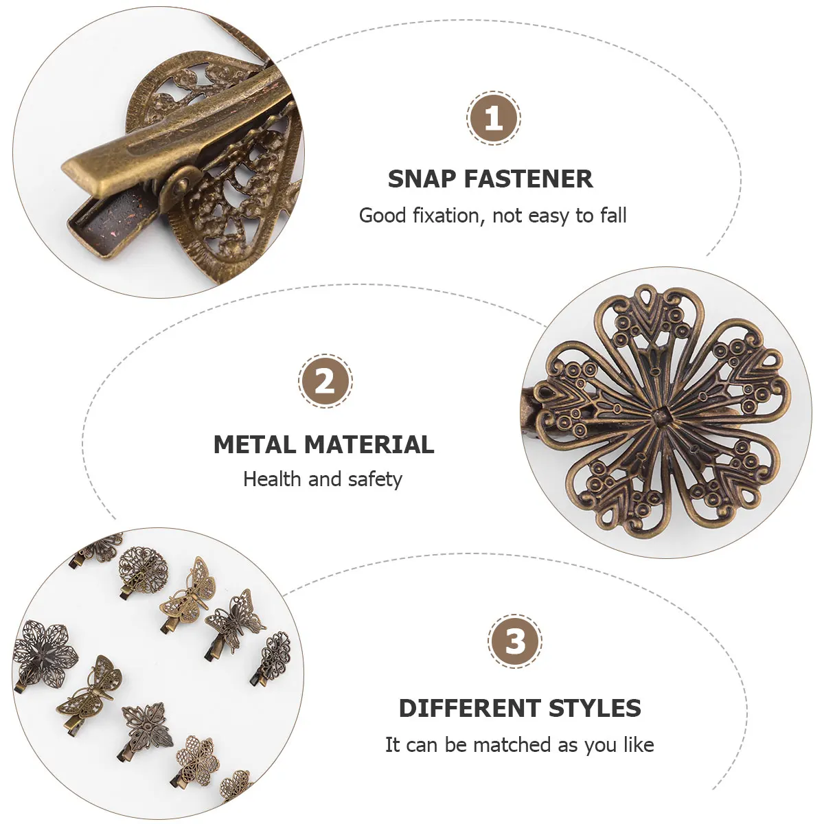 

15pcs Vintage Duckbill Hairpin Clips Metal Durable Women Barrettes Lovely Small Hair Accessories Bobby Pins Odorless Healthy