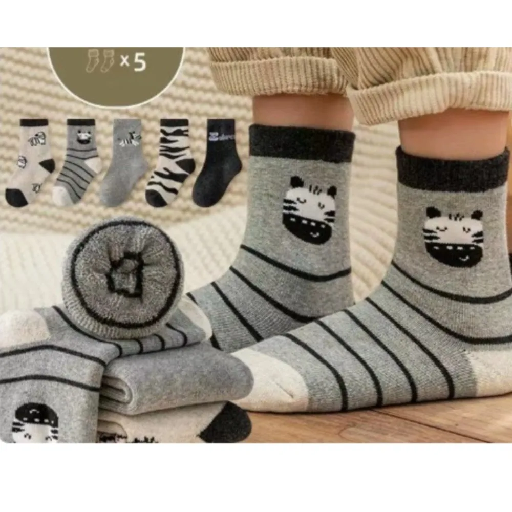 New winter socks boys and girls' cold-proof warm fleece thickened children's socks baby girl mid-calf loop towel socks bebe