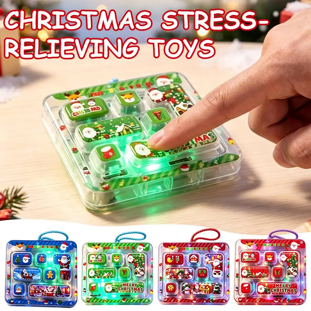 Christmas Gift 7-Key Keycap Keychain Keyboard Keyring Fidget Clicker Button Bag Charm Decompression Keychain
