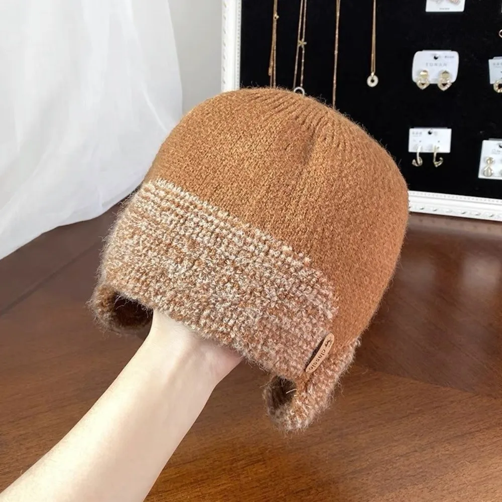 Geschenk Warme Strickmütze Kältebeständige Klassische Ohrenklappmütze Pullover-Design Winddichte Mütze Winter Herbst – Detail 10
