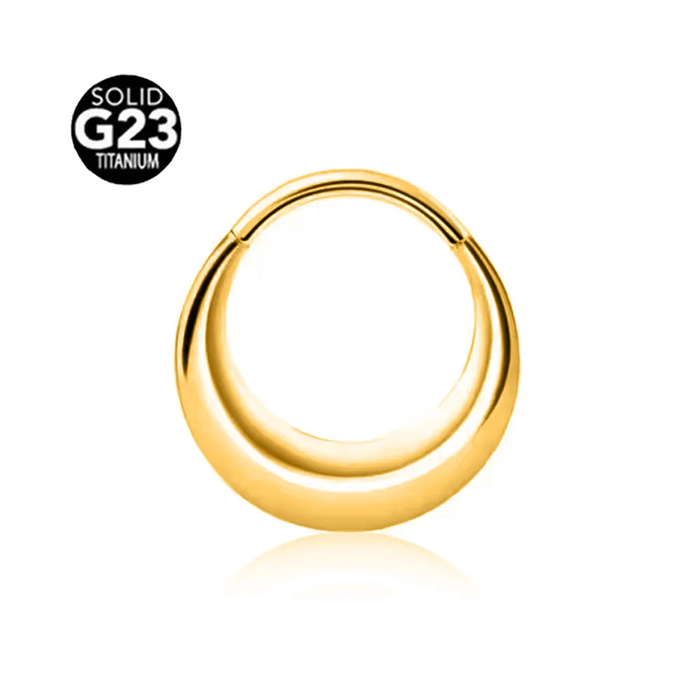 ASTM F136 G23 Titanium Flame Moon Fangs Tusk Waterdrop Septum Piercing Segment Clicker Nose Ring Daith Conch Hoop Earring 16G