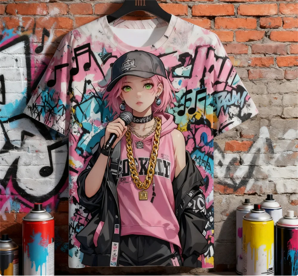 

Anime Girl 3D Printed Men's T-shirt Fashion Sports Large Size O-Neck Short Sleeve Tops Tee Sexy Girls Summer y2k Unisex Clothing