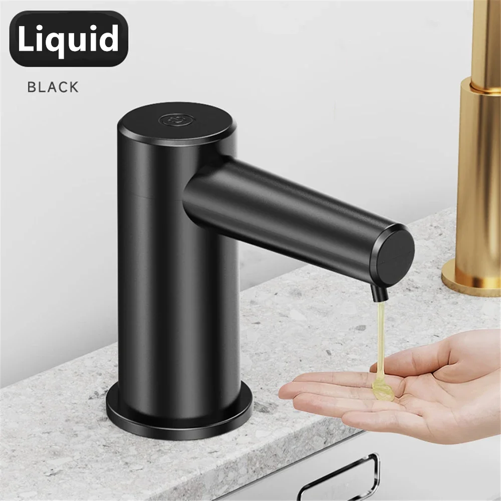 touchless-automatic-soap-dispenser-electric-bathroom-kitchen-sink-pump-100cm-extension-tubeblack-silver-liquid-foam-modes