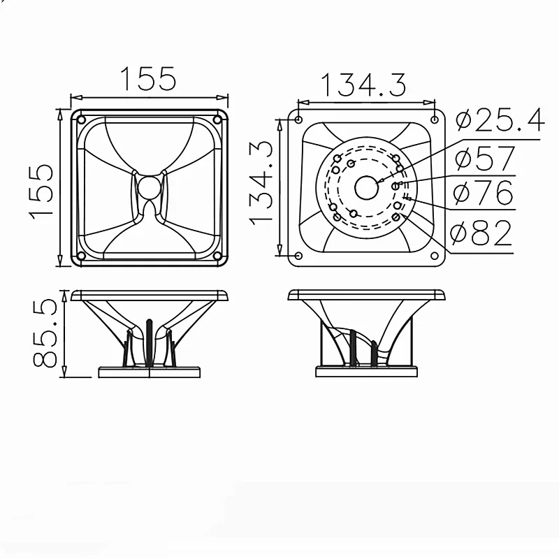 MW Audio 1"/1,4" Bühnenhorn mit Doppelröhre, 55 ° /110 ° x 50 ° Breitbandiger Wellenleiter für Profi-Lautsprecher – Detail 1