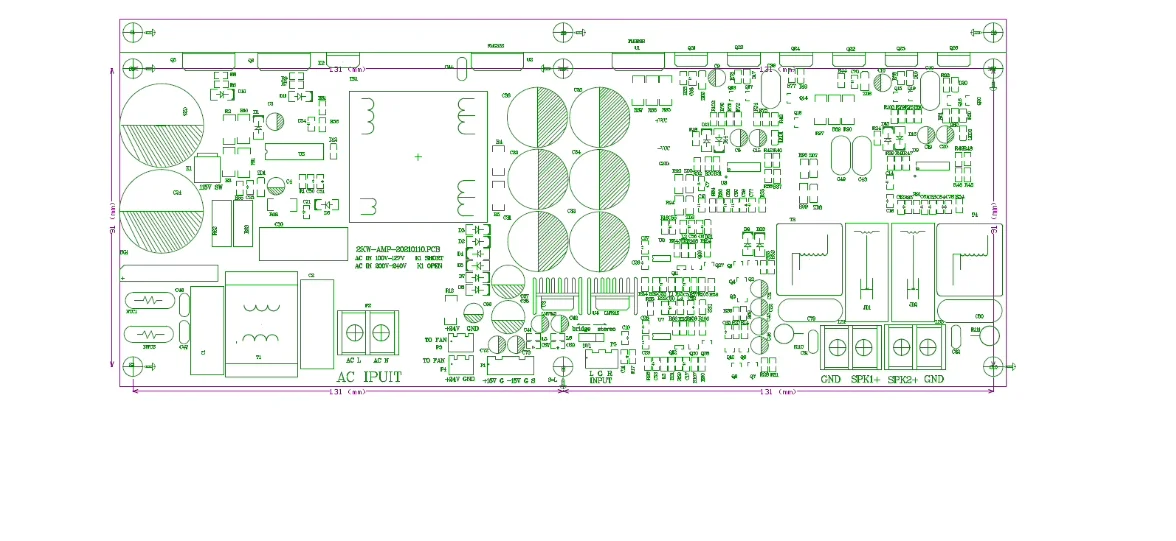 1000 watt stereo two-channel 500W+500W digital amplifier board with switching power supply