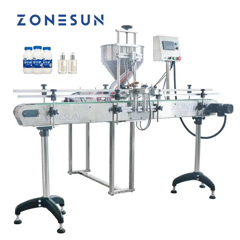 ZONESUN Pneumatic Automatic Single Head Cream Tomato Sauce Juice Liquid Bottle Filler Filling Machine For Production