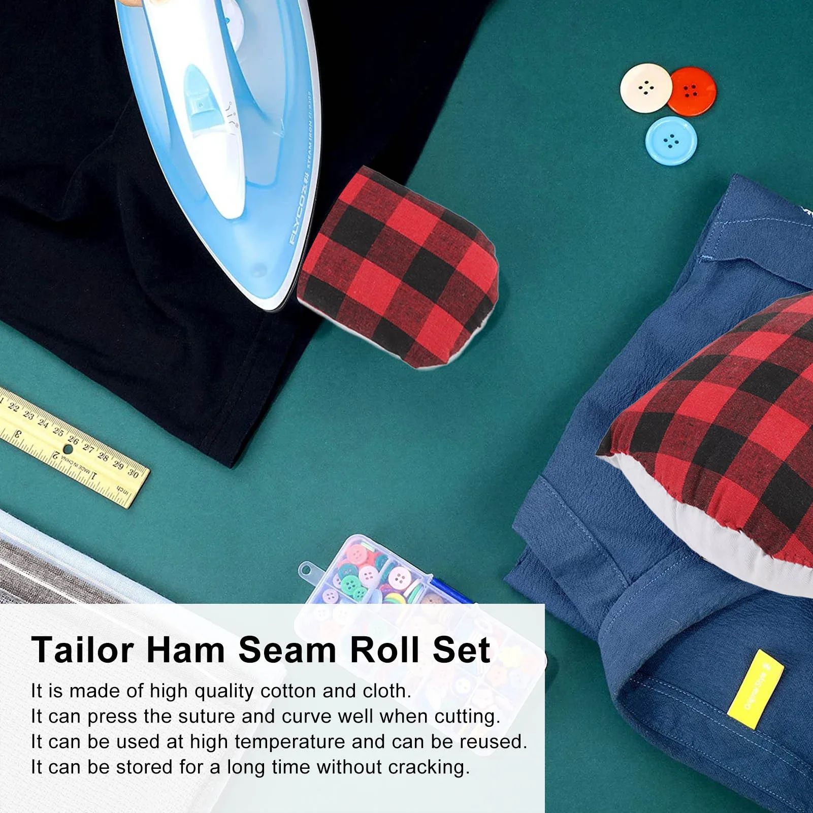 2pcs Tailor Ham Seam Roll Set Dressmaking Sleeve Roll Pressing Tool for Ironing Curved Seam Tailors