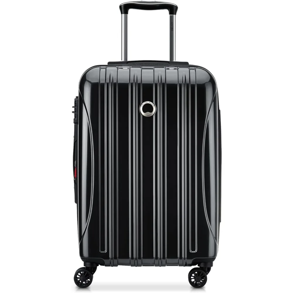 Equipaje giratorio rígido expandible de mano, 21 pulgadas, diseño aero, negro para viajes