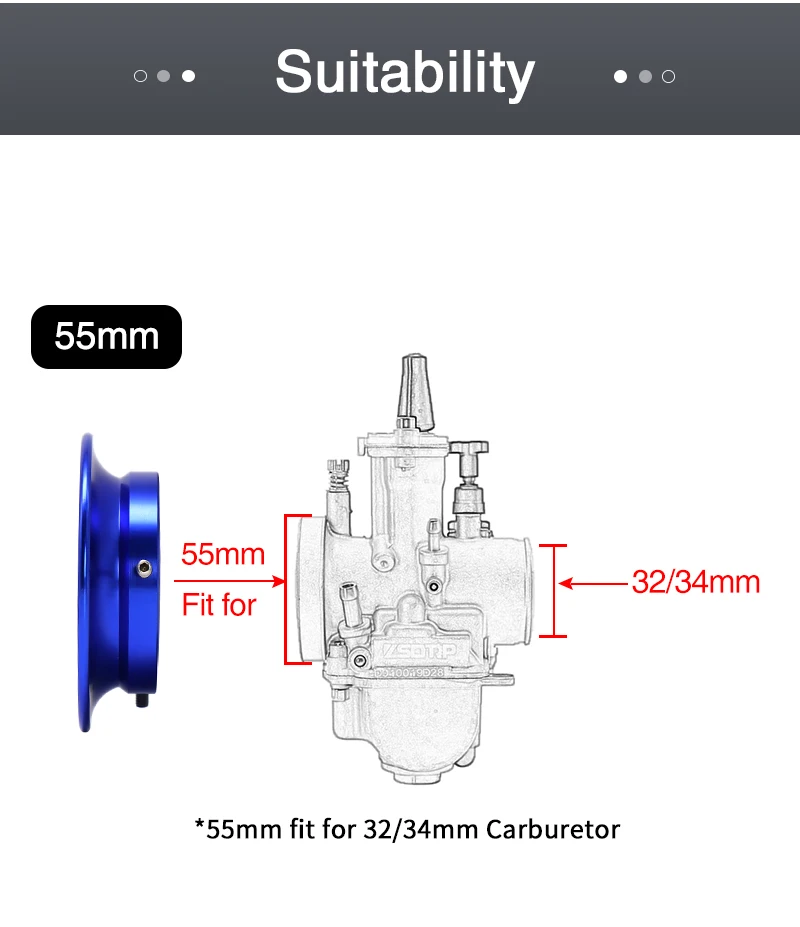 ZS Racing 50/55mm Carburetor Air Filter Cup W/NET Velocity Stacks CNC Aluminium Alloy Funnel Trumpet FIT 21-34MM Carburetors