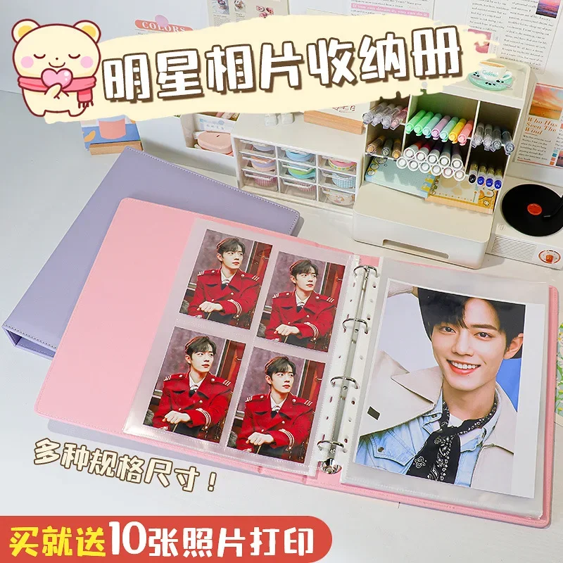 Macaron Binder A4 Kpop Photocard Holder D Ring Large 8/9/10 Grid Photo Card Album PU Leather Korean Idol Postcard Collect Book