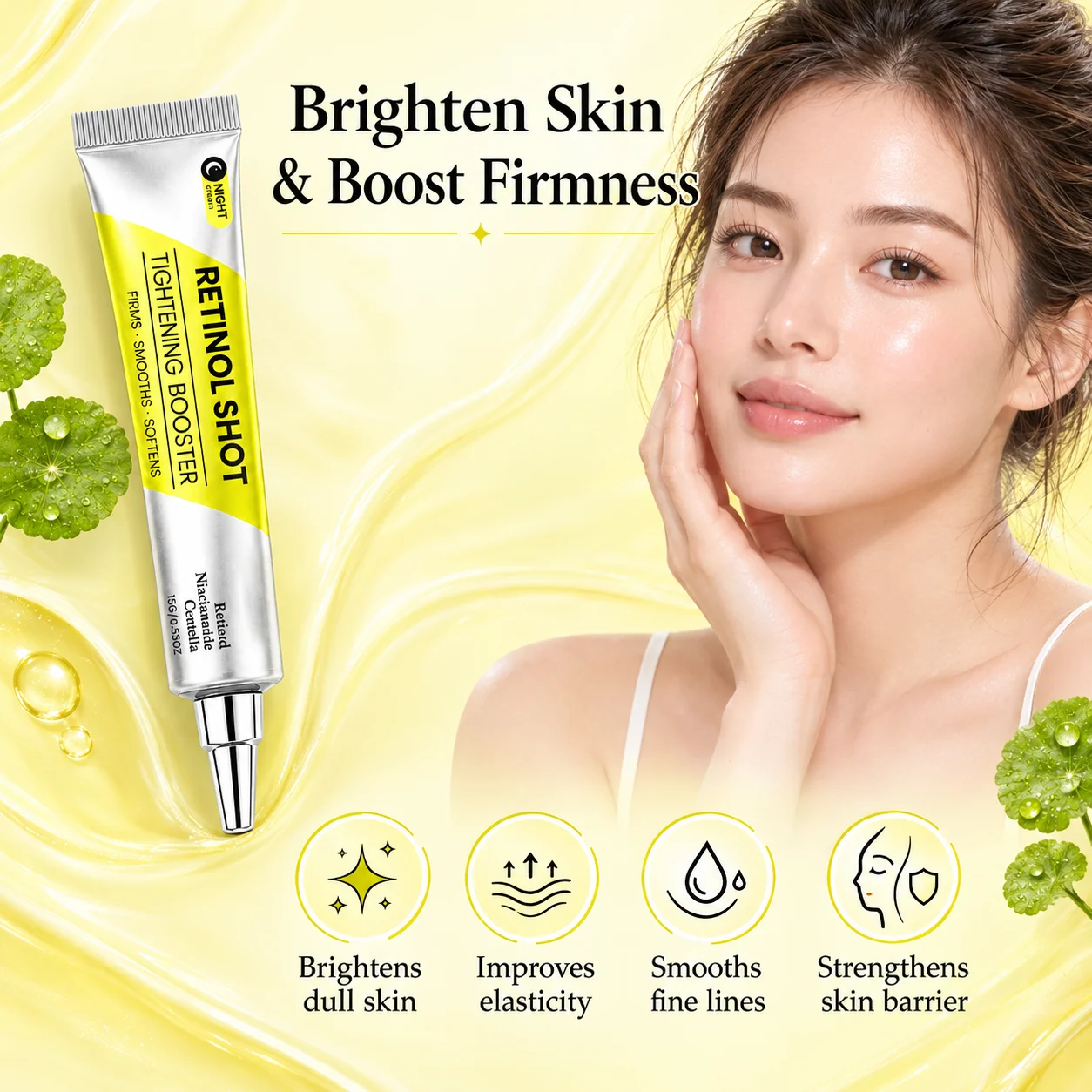Retinol Shot Tightening Booster With Nicotinamide & Centella,Minimize Pores Smooth Facial Wrinkles Korean Booster Moisturizer