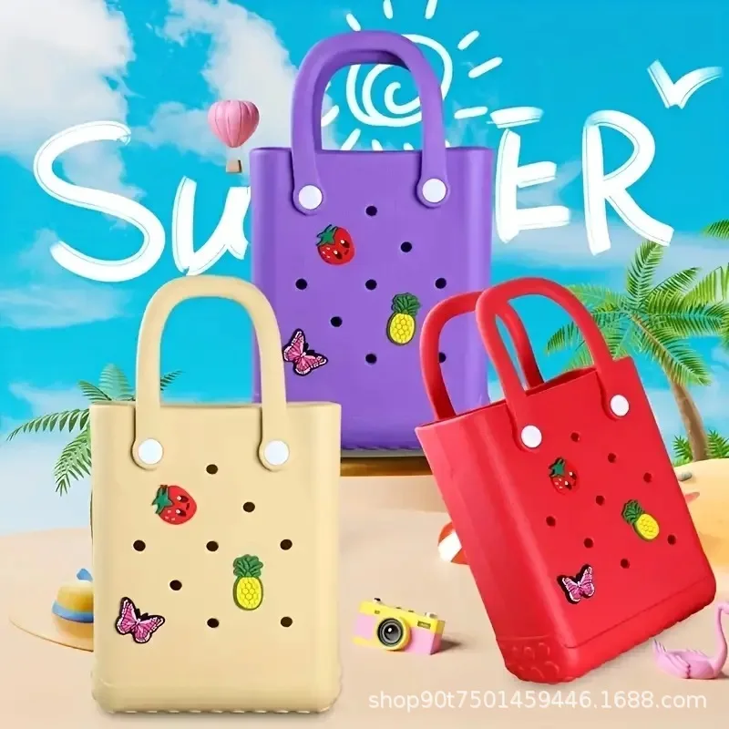 Beach DIY Accessories Handbag Tote Silicone Basket Summer Waterproof Travel Bag Sandproof Handbag