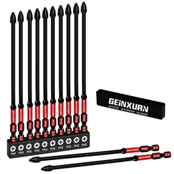 Geinxurn 6 Inches Impact Magnetic #2 Phillips Screwdriver Bit Set with Storage Organizer