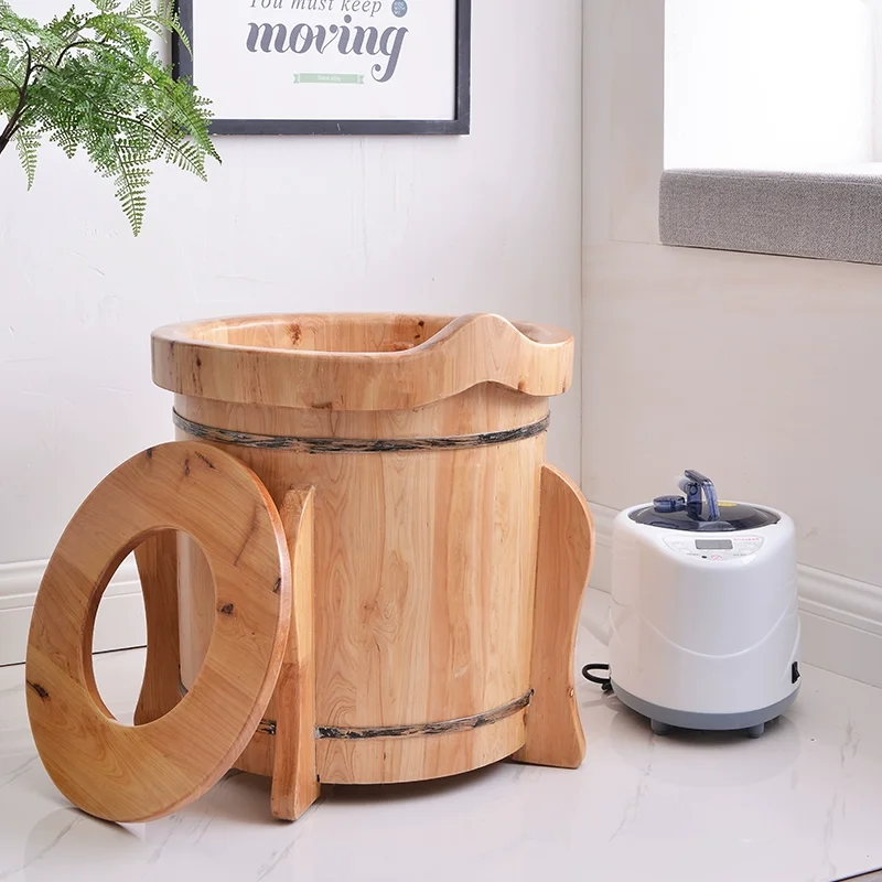 Foot Soak Wooden Bucket Sweat Steaming Deep Bucket Over Calf Wooden Natural Color