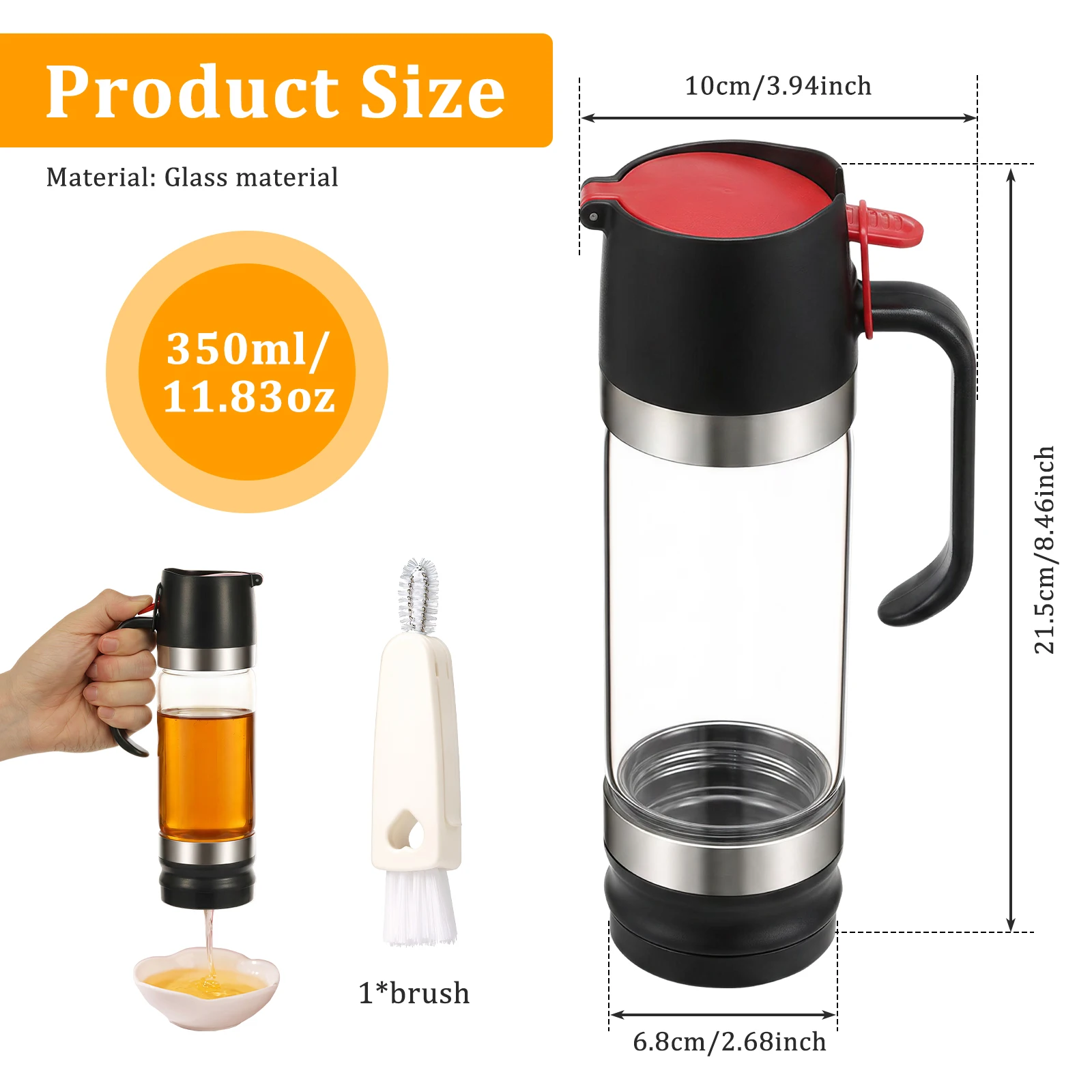 350ml Honey Dispenser Clear Glass Syrup Dispenser with Handle Prevent Dripping Honey Container for Coffee Shops Restaurants Home