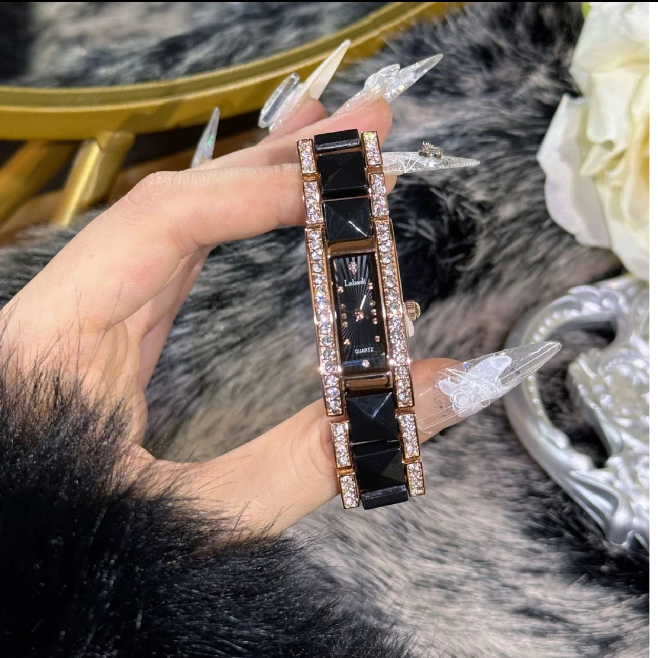 

Square ceramic bracelet women's watch fashionable and elegant women's quartz watch gift for women high quality luxury watch