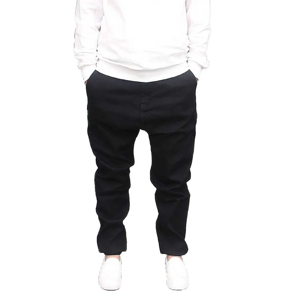 

Trendy Baggy Harem Pants Men Cotton Trousers Slim Fit Black Casual Low Crotch Streetwear Clothing