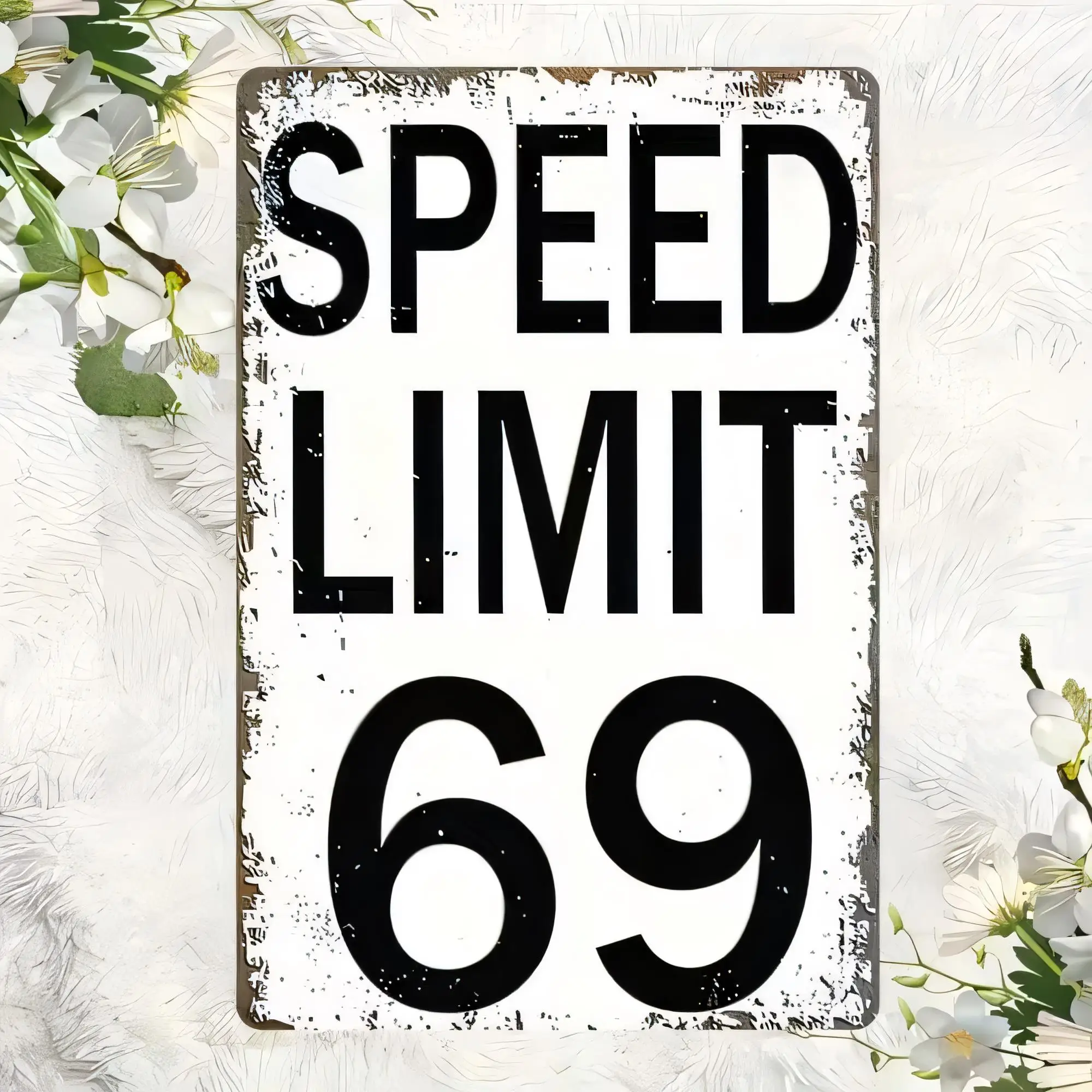 Tin Sign Speed Limit 69 Rustic Vintage Metal Plaque   Retro Road Sign Wall Art Garage Bar Man Cave Home Decor Outdoor Safety War
