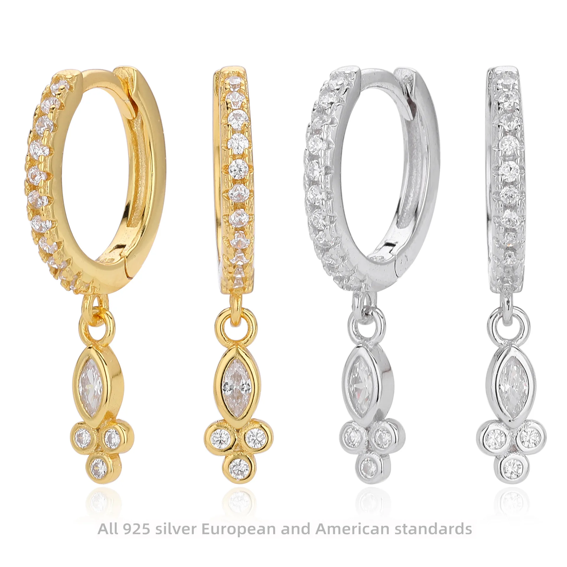 Withered Jewelry Earrings Women's Earrings Ear Cuffs S925 Sterling Silver Earrings Made Of Zircon
