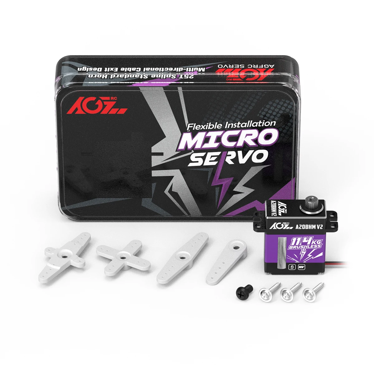 AGFRC A20BHM V2 11.4kg Torque Brushless Motor Programmable Mini Wing Servo for 1/24 Scale RC Car