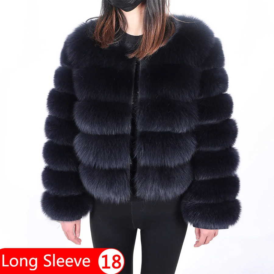 Winter women 100% Real Fox Fur Short Coat Natural Raccoon Fur 60cm Long Sleeve  women fur Jacket Cold proof Clothes In Promotion