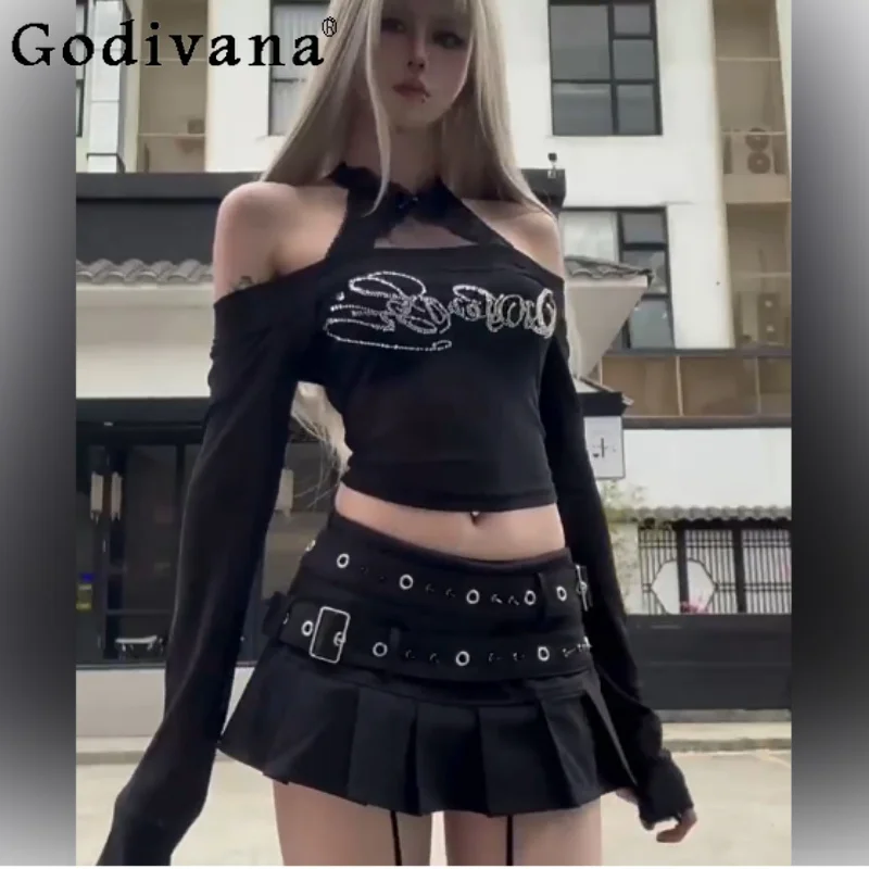 

Summer Punk Heavy Industry Rivet Low Waist Sexy Mini Short Skirt Fashion Versatile A-line Personalized Black Girl Pleated Skirts