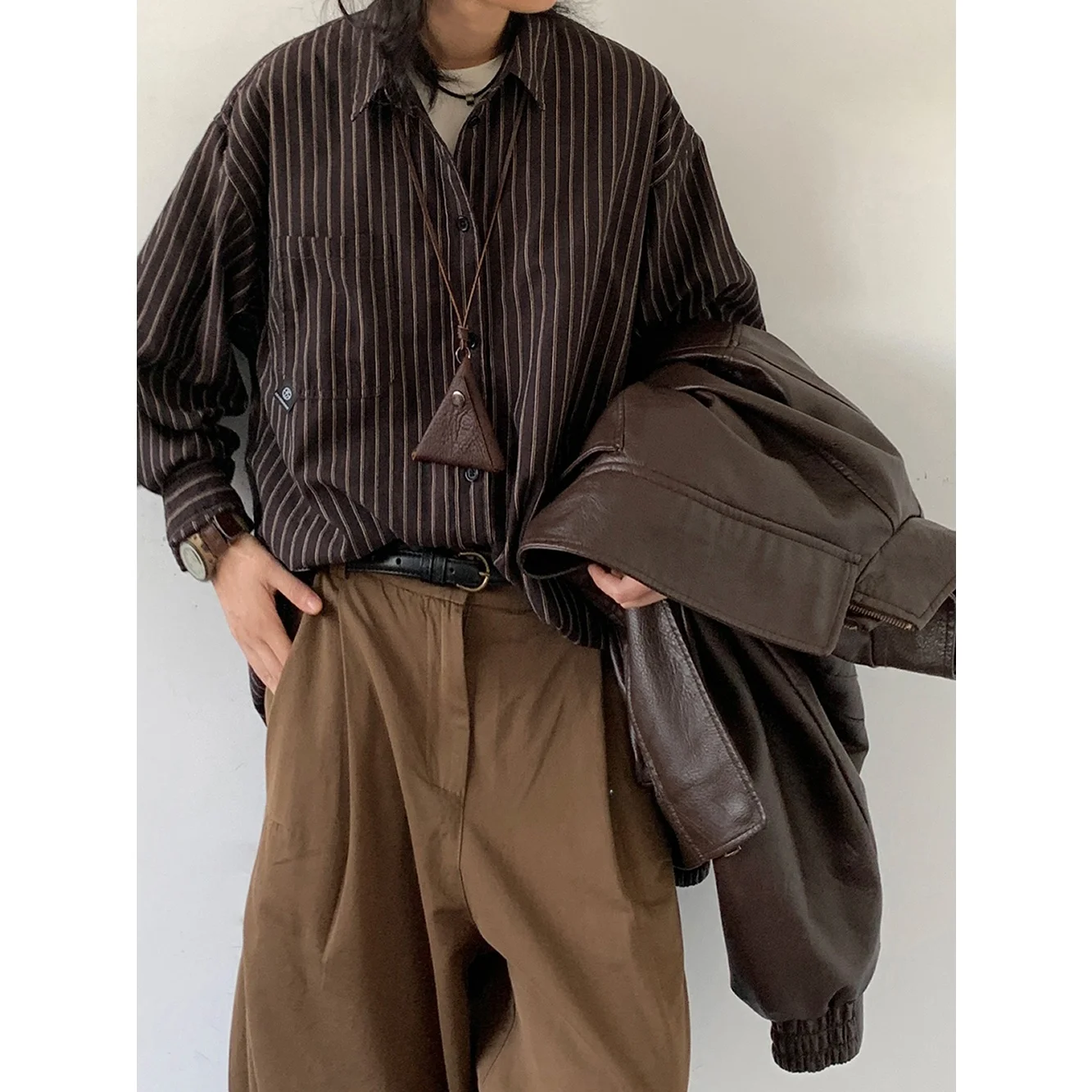 

Cityboy Men's Loose Fit Long Sleeve Striped Shirt Casual Vintage Style Spring Autumn Boyfriend Coat Flat Front No Ironing Req...