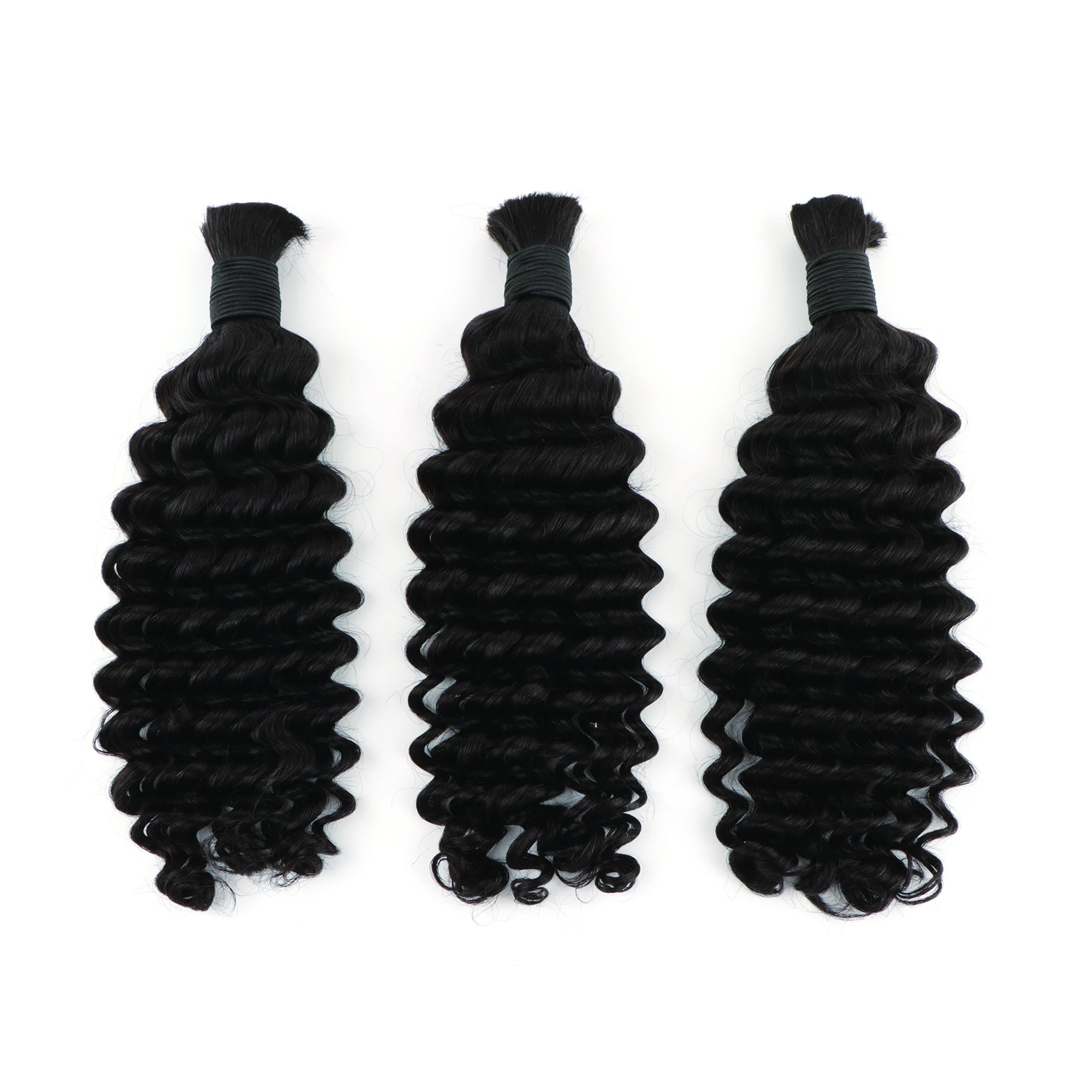 Cabelo humano em massa onda profunda trança cabelo sem trama extensões de cabelo remy brasileiro 100 gramas tranças