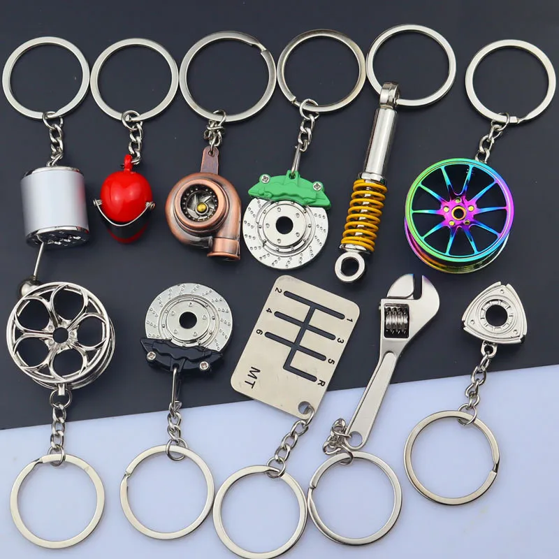 Creative Gear Head Keychain Speed Gearbox Keyring for Car Key Turbo Hub Brake Disc Pendant Shock Absorber Keys 2024 New  Gifts