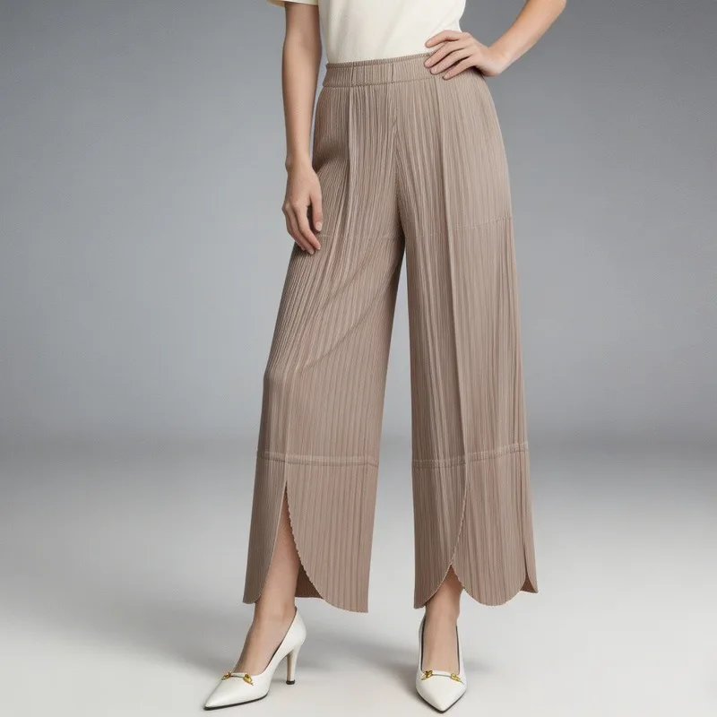 

Miyake Pleated New Wide-Leg Pants Women 2026 Summer Loose Slim Draped Pleats Straight Casual Pants Versatile Simple Plus Size