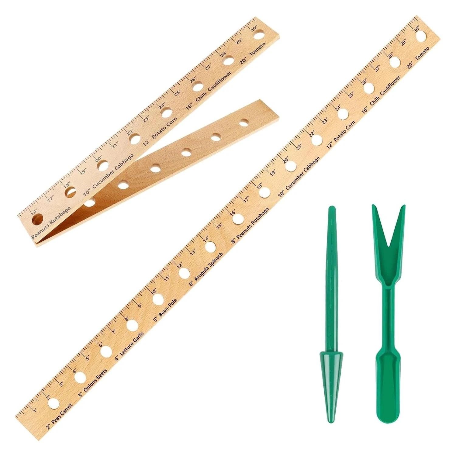 

Ideal Portable 30-Inch Wooden Planting Ruler with Foldable Design for Accurate Seed Planting - Includes Plant Dibber, Seedling T