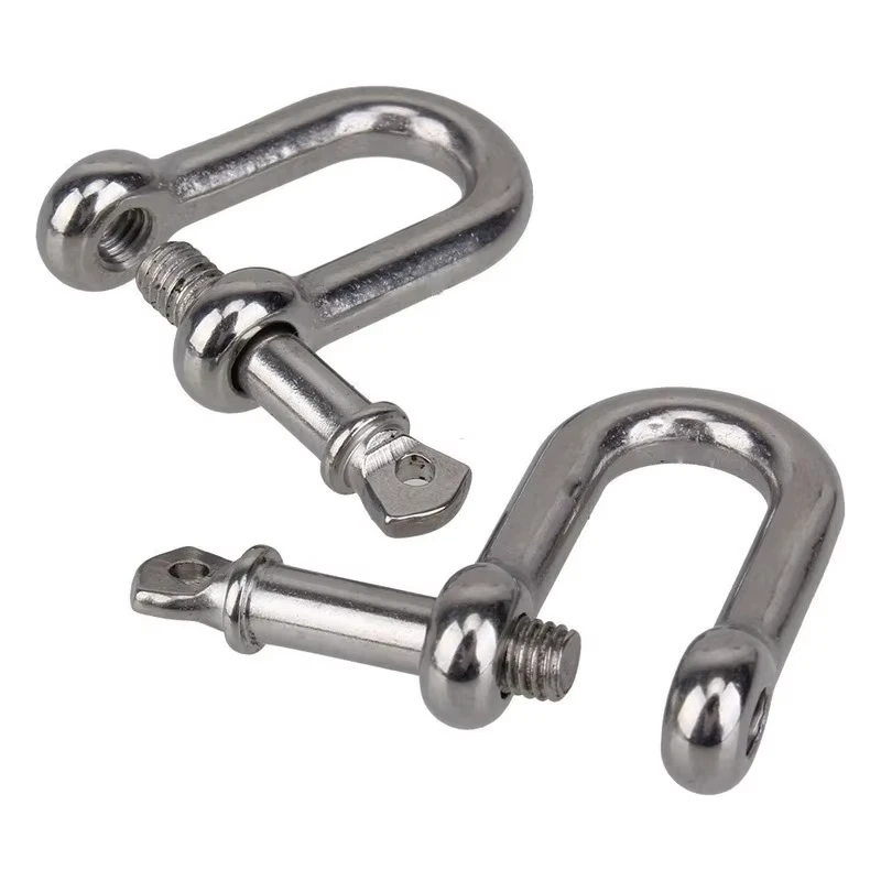 M8 304 Stainless Steel D Type Shackle Short Paragraph Rigging Shackle Hooks Screw Joint Connector Buckle Rigging Hardware