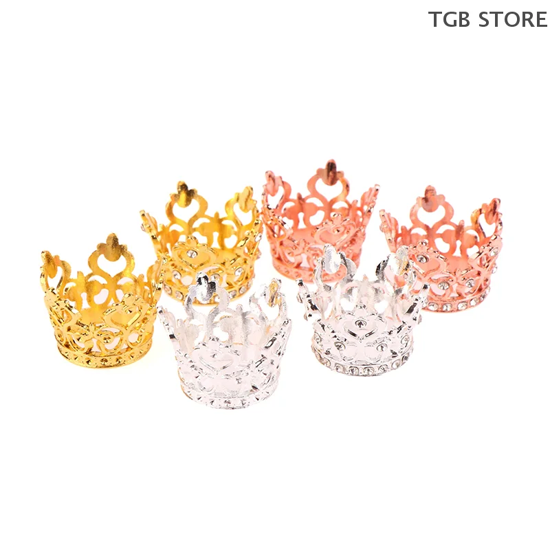 Mini Princess Crown 1/12 Dollhouse Rhinestone Crowns Small Tiara Dollhouse Decoration Accessories For Dolls