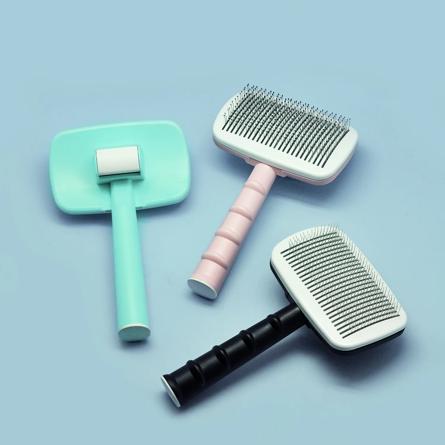 Self Cleaning Slicker Brush with Release Button Dog comb Shedding Brush for Grooming Cat Comb Pet Massage Tool Removes Tangles