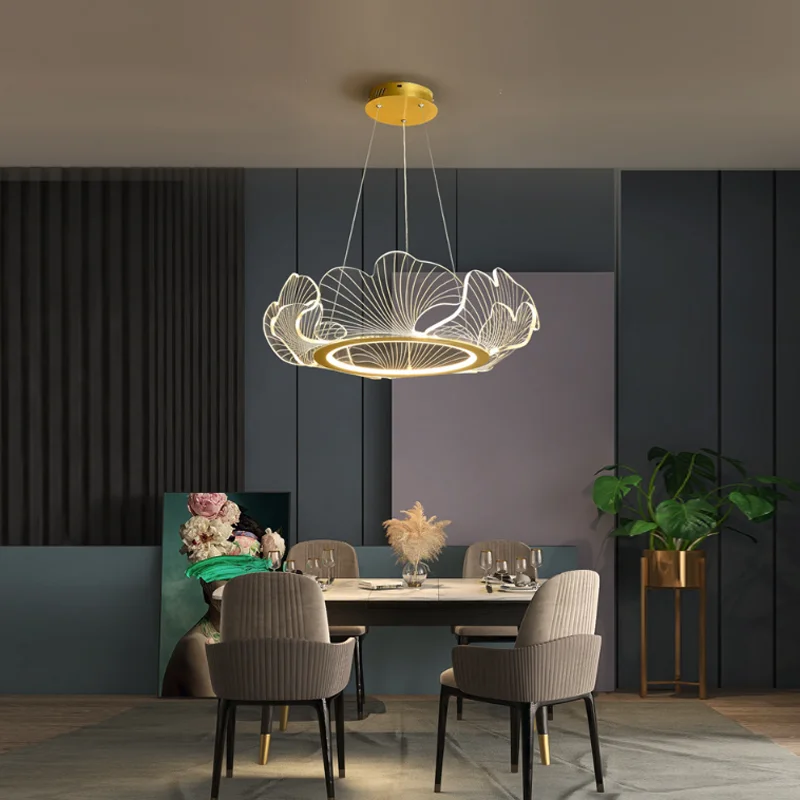 الشمال الحد الأدنى غرفة المعيشة غرفة نوم غرفة الطعام لوتس ليف معلقة مصباح مصمم الإبداعية فيلا مشروع الثريا الزخرفية #3