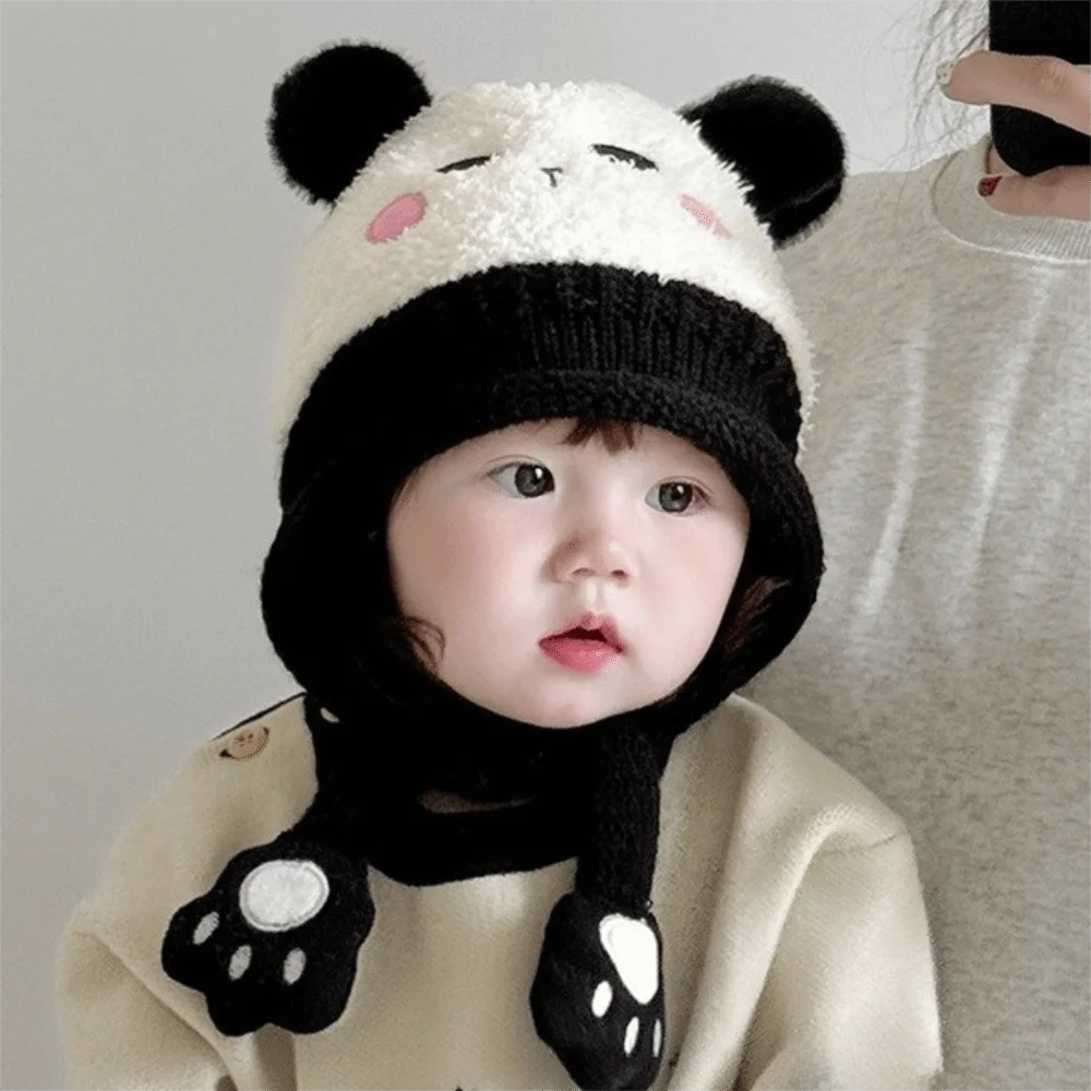 

Lovely Cartoon Baby Plush Hat Pig Bear Knitted Hat Windproof Keep Warm Ear Protection Hat Outdoor