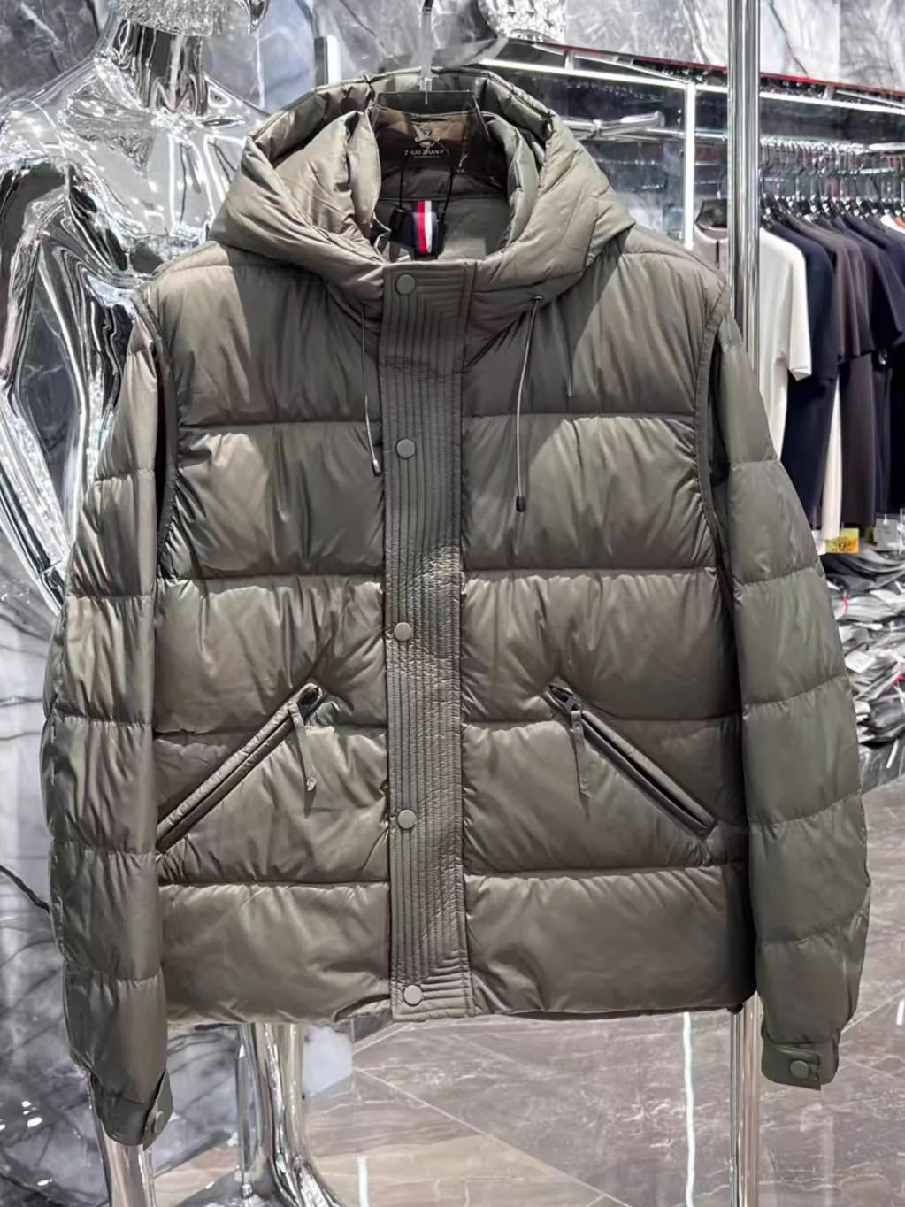 

Men's Faionable Casual Hooded Tee-Way Wearable down Jaet Stand Fit Long Sve Zipper Closure Antibacterial Youth Coat