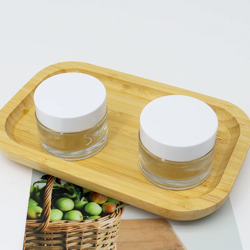 12pcs x 45g Transparent Glass Cream Bottle Cream Jar Mask Sub-bottling Eye Cream Bottle Thick Bottom Processing Customization