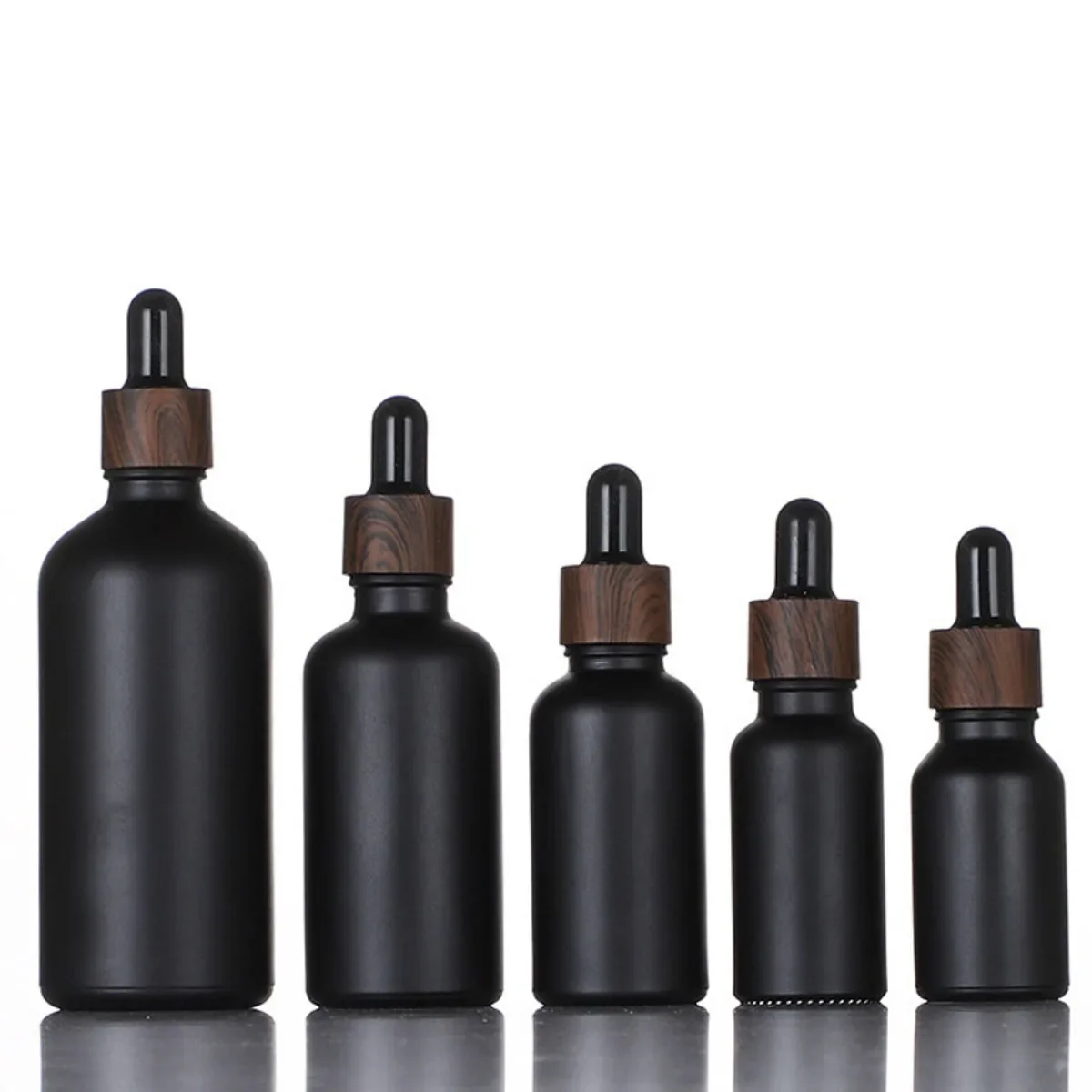 10PCS Frosted Black Glass Dropper Bottles Bright Glass Empty Dripper Pipette Bottle Plastic Lid for Essential Perfume Oil Serum