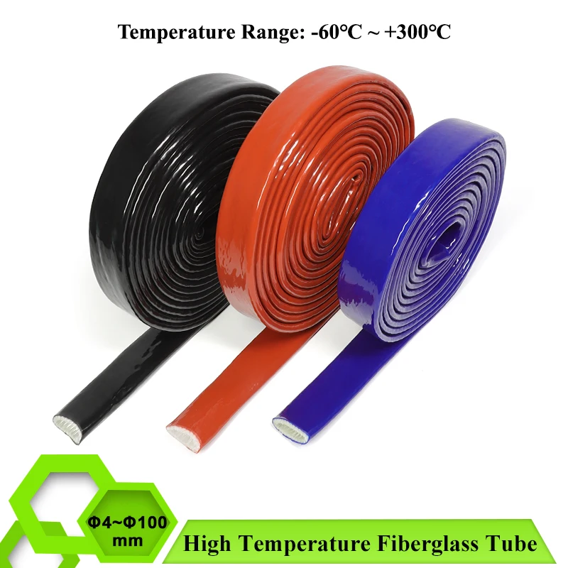 

1m Fireproof Silicone Fiberglass Tube Glass Fiber Braided Sleeve High Temperature Resistant Wire Cover Case Cable Sheath Sleeve