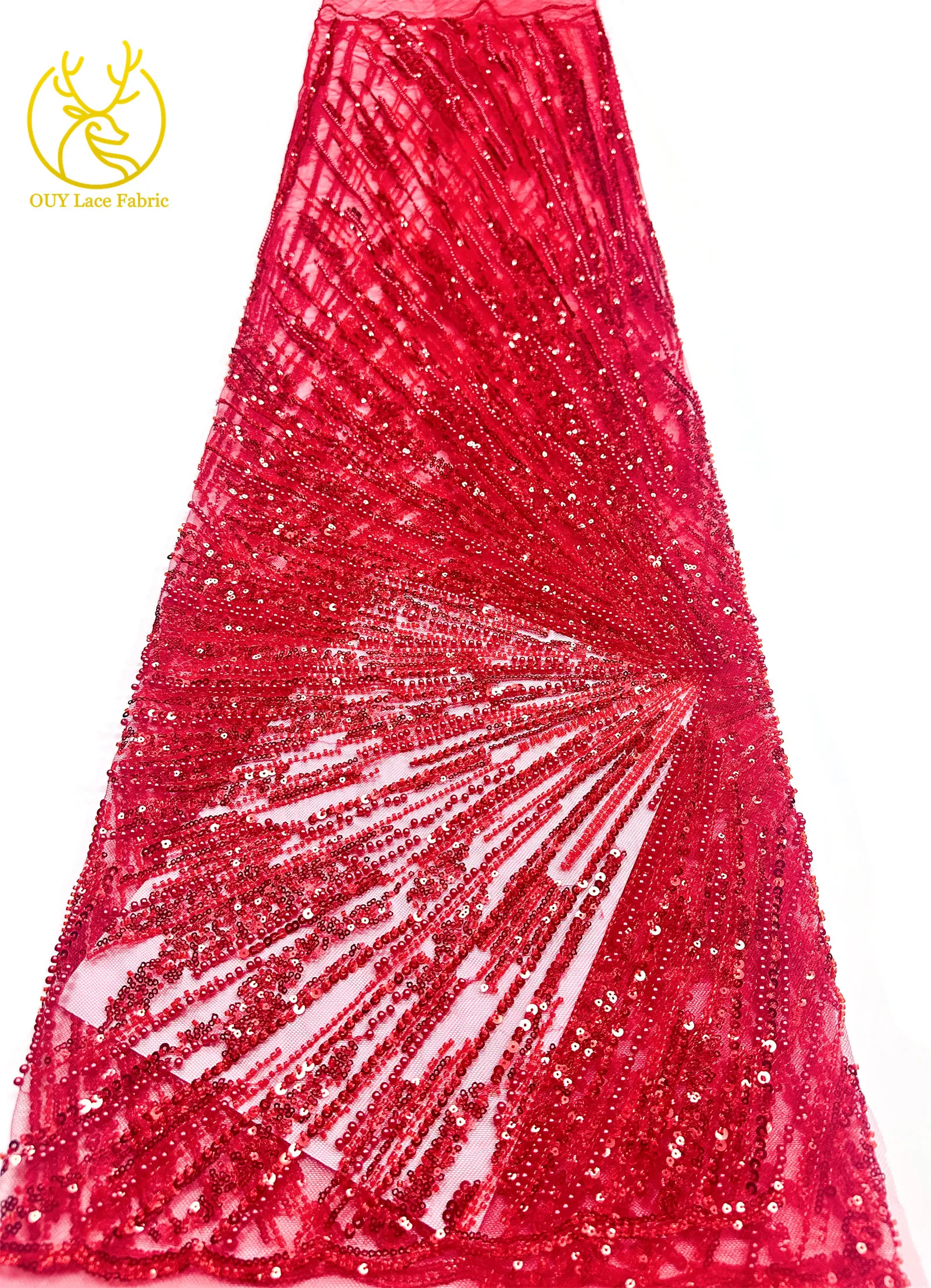Afrikanischer Perlen-Spitzenstoff 2026 Heißer Verkauf Nigeria Französischer Tüll-Pailletten-Spitzenstoff für Party-Abendkleid-Nähmaterial 5 Yards – Detail 32