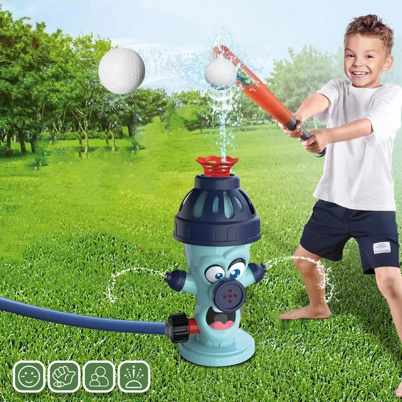 Kids Sprinkler Water Spray Baseball Ball Game Set Water Spray Toy With 4 Water Spray Modes Fire Hydrant Shape Summer Outdoor