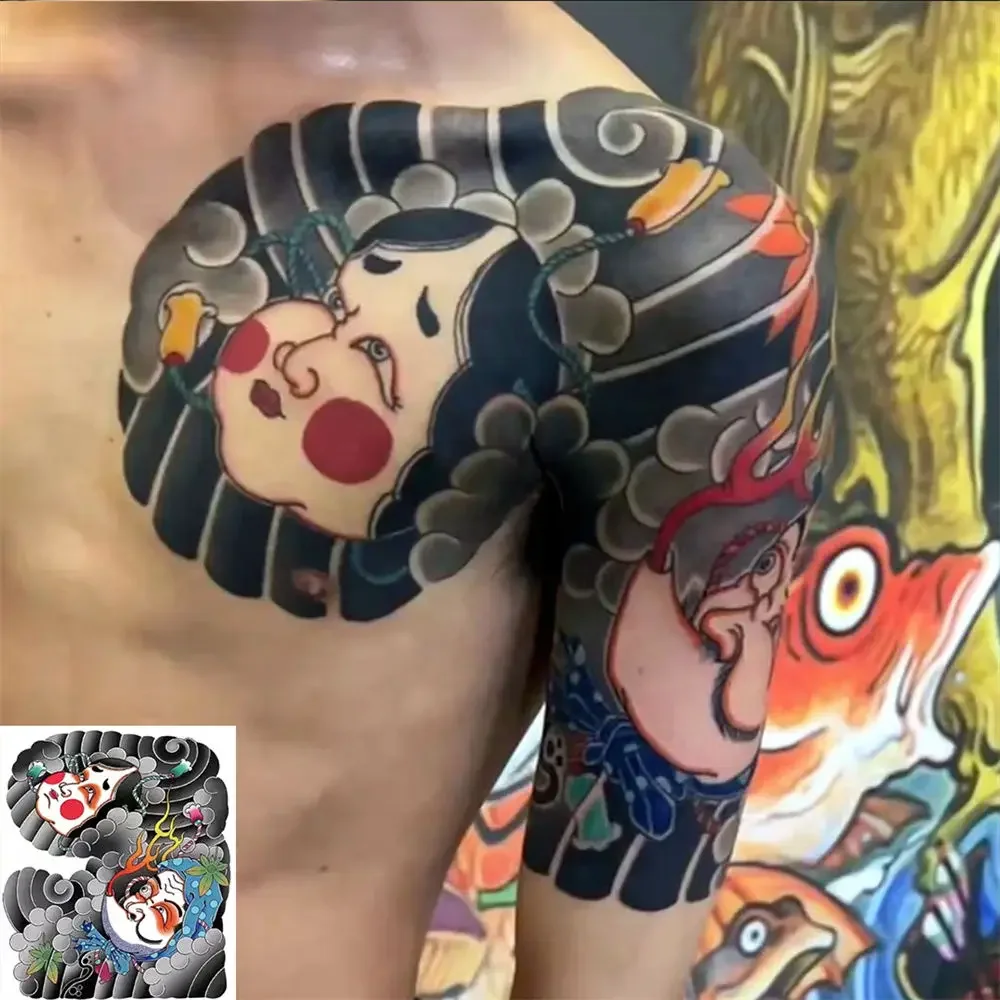 Tatuajes Temporales japoneses para mujeres y hombres, tatuaje falso tradicional, arte duradero, pegatinas impermeables, Tatuajes Temporales