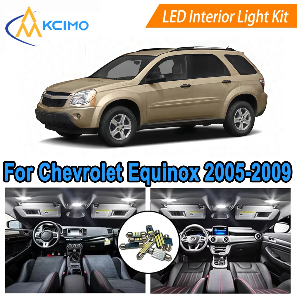 

LED Kit Interior Light Bulbs For Chevrolet Equinox (2005-2009) Dome, Map, Door, Trunk Bright White/Blue Easy Plug & Play​