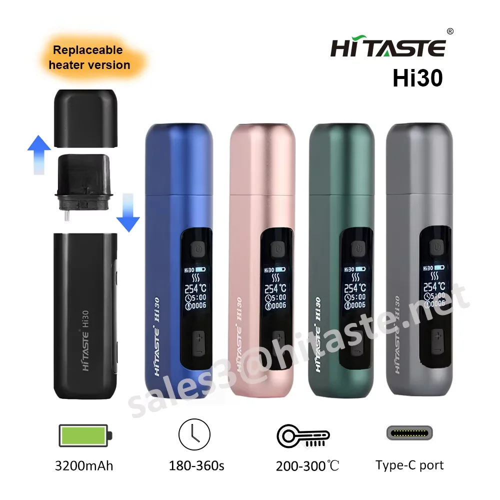 New HITASTE HI30 Dual Heating Device without Burning detachable Heater OLED display 3200mAh Type-C Charging for 30 sticks