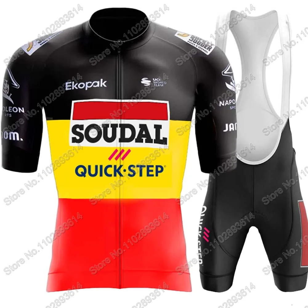 Team Soudal Quick Step 2024 Belgium Cycling Jersey Set Clothing Road Bike Shirts Suit Bicycle Bib Shorts MTB Wear