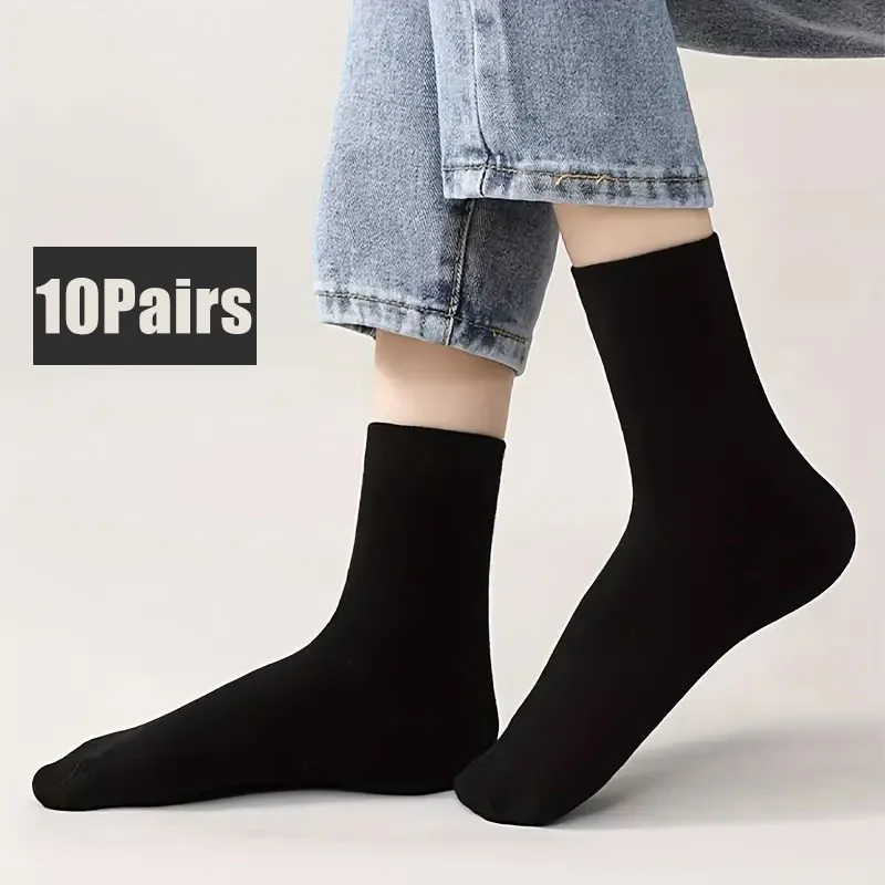 

10 pairs of four season unisex black mid tube minimalist three-dimensional socks