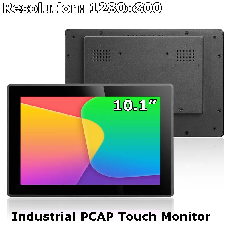 New 10.1 Inch 16:10 Widescreen 1280*800 Industrial Grade Flat Capacitive Touch Screen Monitor With VGA HDMI USB Interface